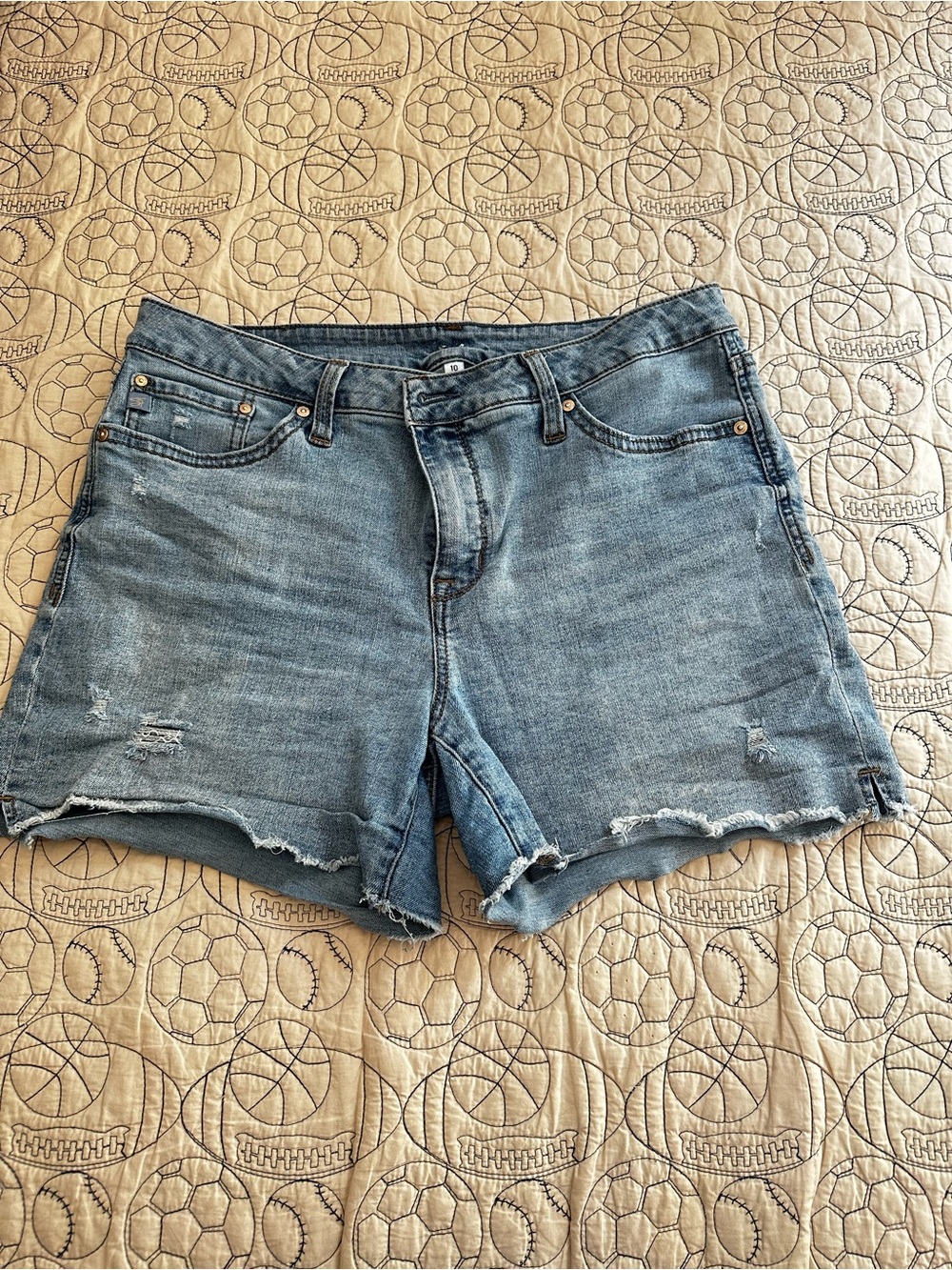 Seven7 Faded Blue Distressed Denim Cutoff Shorts
